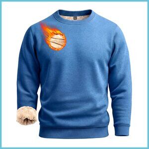 Sherpa Lined Crewneck Sweatshirt Heavyweight Fleece Pullover Thermal